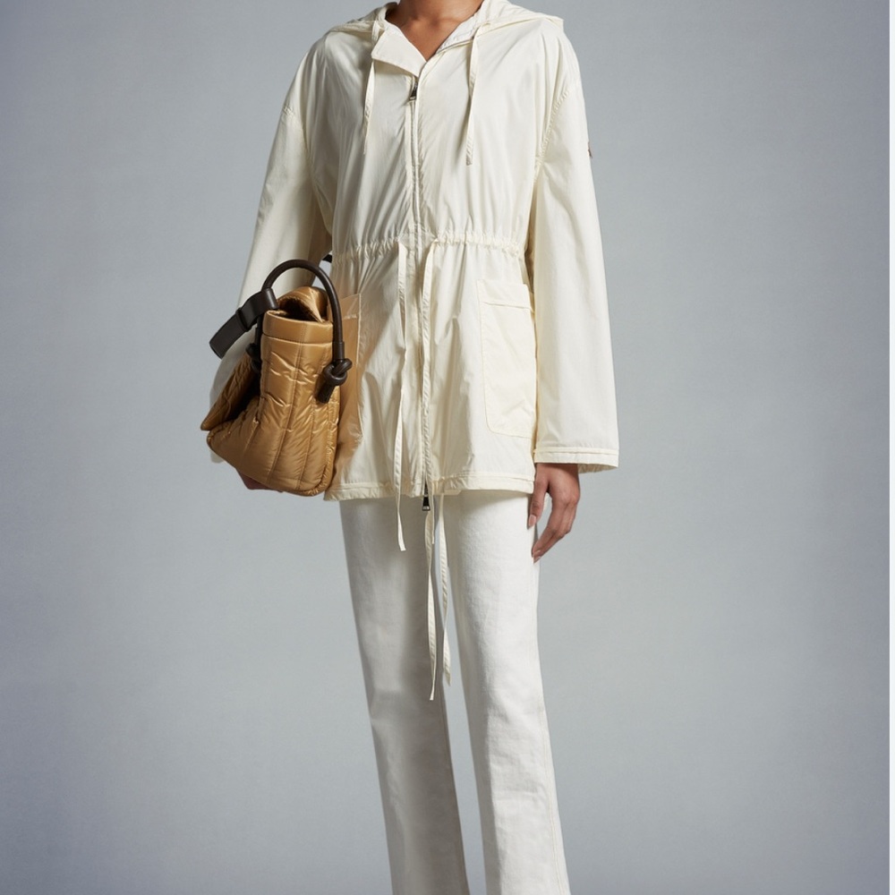 Moncler Cream Hooded Rain Jacket